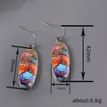 Antique Silver Multicolor Oval Abstract Drop Hook Earrings view 4