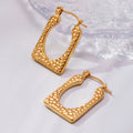 Hammered Irregular Square Hoop Earrings in Two Metal Finishes view 1