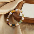 Freshwater Pearl and Multicolor Natural Stone Stretch Bracelet view 4
