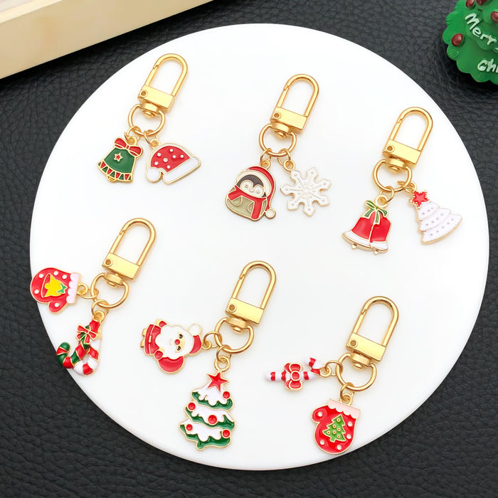 Seven Christmas Character Metal Clasp Keychain Designs