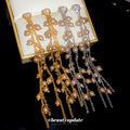 Crystal Branch Tassel Earrings in Gold and Silver Tones view 4