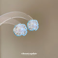 Blue Shell and Pearl Floral Stud Earrings Fashion Earrings view 2
