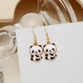 Black and White Panda Gold Tone Dangle Hook Earrings view 1