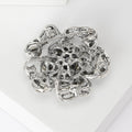 Openwork Crystal Rose Brooch in Black Multicolor Clear or Red view 3