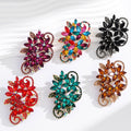 Black Flower Crystal Six Designs Metal Brooch Pin for Jackets and Lapels view 4