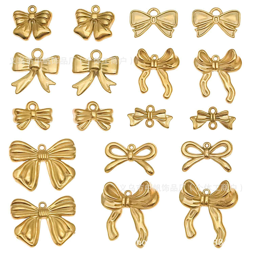 Gold Stainless Steel Vintage Bow Tie Butterfly Charm Pendant for DIY Bracelet Necklace Jewelry