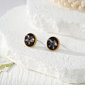 Black Resin Pressed Flower Stud Earrings in Thirteen Designs view 7