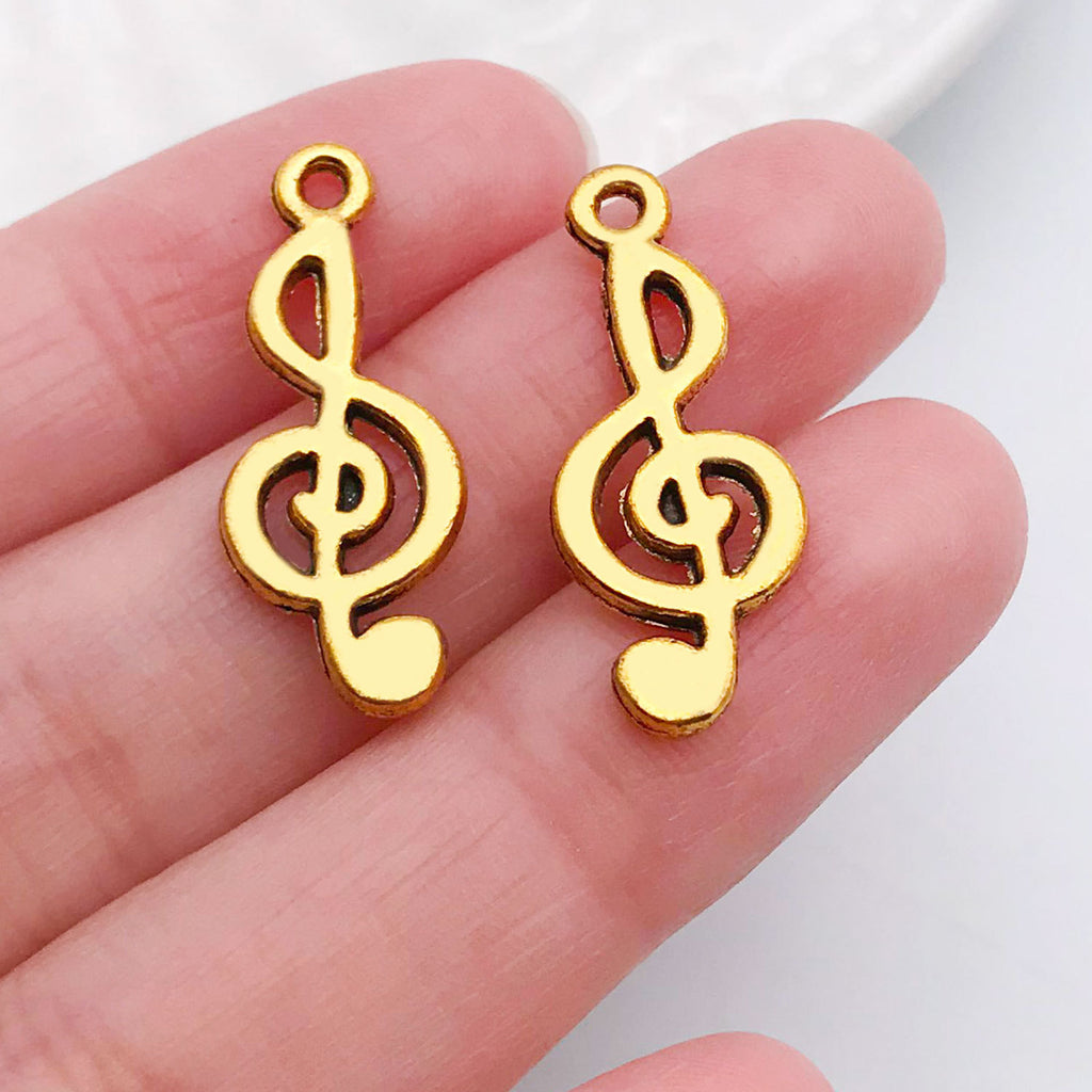 Vintage Gold Zinc Alloy Music Note Guitar Drum Instrument Charm Pendants for DIY Jewelry