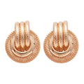 Triple Loop Round Statement Stud Earrings in Gold and Silver Tones view 5