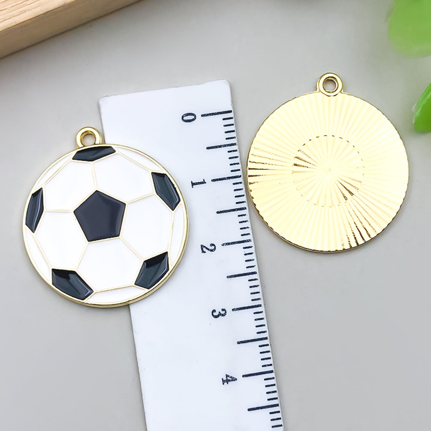 Zinc Alloy Enamel Football Charm Pendant for DIY Sports Bracelet Keychain Accessories