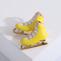 Enamel Ice Skate Brooch Gold Blade White Black Red Yellow view 9