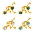 Abstract Dual Stone Open Rings Stainless Steel Gold Two-Tone view 5
