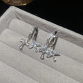 Silver Tone Cross Drop C Hoop Earrings With Crystal Accents view 6
