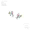 Silver Enamel Flower Bouquet Pink Crystal Stud Earrings view 4