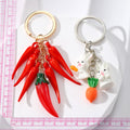 Rabbit Carrot and Chili Pepper Novelty Split Ring Keychains view 4