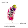 Enamel Peacock Feather Brooch Rhinestone Teardrop Four Colors view 6