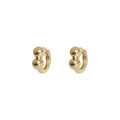 Double Ball Mini Huggie Hoop Earrings Two Finishes view 5