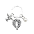 Silver Angel Heart Wings and Pearl Keychain and Attached Hardware view 5
