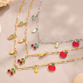 Fruit Charm and Round Heart Pendant Necklace Collection view 3