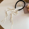 Black Headband With Multiple White Satin Bow And Chain Tassels view 6