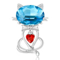 Two Stone Cat Brooch In Blue And Purple Decorative Lapel Pin view 1