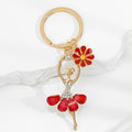 Rhinestone Ballerina Charm Keychain With Flower Accent view 2