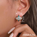 Silver Tone Marquise Turquoise Enamel Geometric Hoops view 4