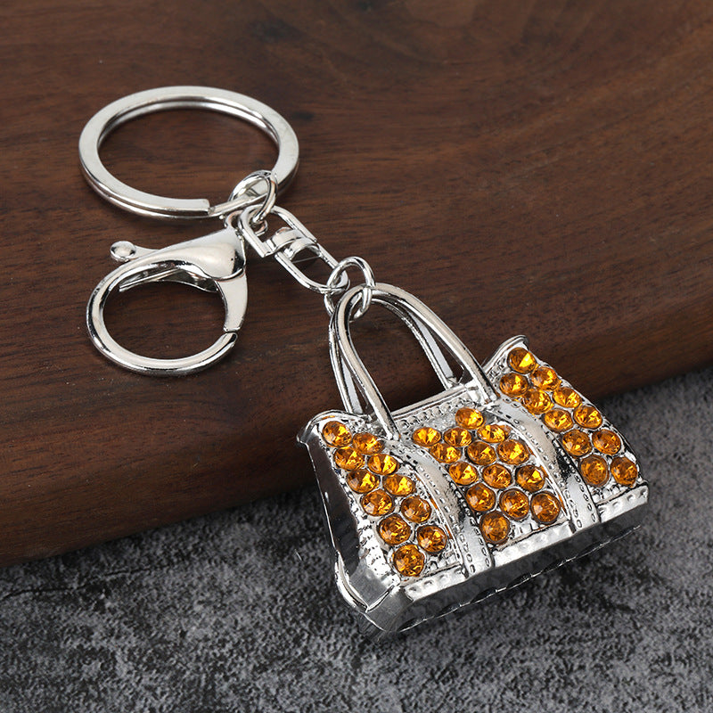 Rhinestone Handbag Keychain Alloy Purse Charm for Women's Bag Accessory