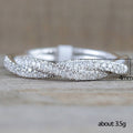 Twisted Double-Row Clear Stone Band Ring In Polished Silver Tone view 4