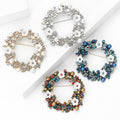 Pearl Rhinestone Flower Wreath Brooch Four Color Styles view 3