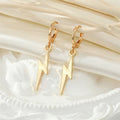 Silver Tone Long Lightning Bolt Necklace and Huggie Earrings view 3