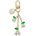 White Bell Flower Shell and Leaf Clasp Keychains with Metal Hardware view 5