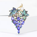 Purple Grape Cluster Brooch with Iridescent Shell Leaves view 2