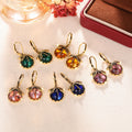 Antique Gold Dragonfly Round Cabochon Drop Earrings 5 Colors view 3