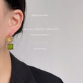 Gold Floral Drop Earrings Glass Cube Dark Green Or Wine Red view 4