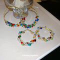 Colorful Beaded Hoop Earrings in Small and Large Sizes view 4