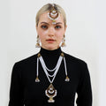 Layered Pearl Look Necklace Earring and Headpiece Jewelry Sets view 5