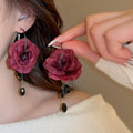 Fabric Rose and Floral Drop Earrings in Five Designs view 7