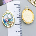Zinc Alloy Enamel Monet Garden Oil Painting Flower Charm Pendant for DIY Jewelry