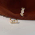 Gold-Tone Baguette Clear Stone Curved Stack Stud Earrings view 2