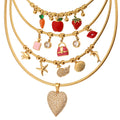 Snake Chain Charm Choker Necklaces Enamel Fruit And Heart view 5