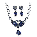 Black Silver Tone Swan Crystal Four Designs Metal Necklace view 8