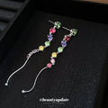 Colorful Beaded Linear and Hoop Earrings for Everyday Styling view 3