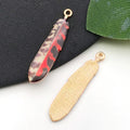 Printed Enamel Zinc Alloy Color Feather Charm Pendant for DIY Earring Keychain Jewelry