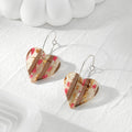Striped Wood and Resin Heart Hoop Earrings in Four Colors view 6