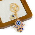 Hamsa Hand and Evil Eye Charm Keychain in Gold and Silver Tone view 10
