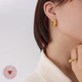 Gold C-Shape Multi-Dot Textured Hoop Earrings Stud Back view 3