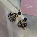 Leopard Print Flower Black Center Statement Stud Earrings view 4