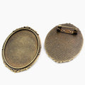 Oval Pendant Brooch Cabochon Settings in Four Finishes view 3
