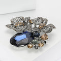 Vintage Floral Oval Gem Brooch in Blue or Champagne view 3